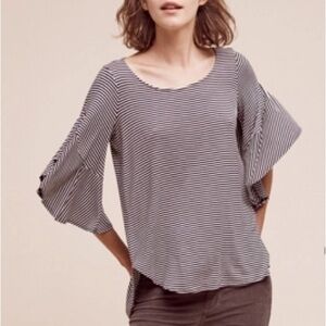 Anthropologie Pleione Black and White Striped Blouse